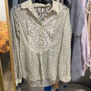 Free people xs lace button up shirt